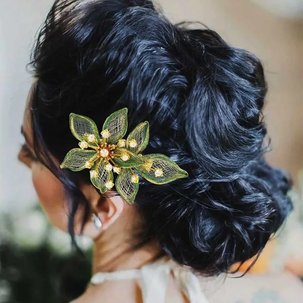 Flower Bridal Hair Clip Rhinestone Wedding Hair Piece Crystal Evening Accessory